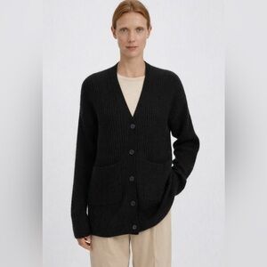 $270 Filippa K Savannah Women Black Mohair Wool Cardigan Sweater M Fisherman